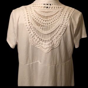 New directions cardigan white, lace back. Small